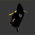 Black Cat Character With Yellow Striped Ears and Coiled Snake On Head