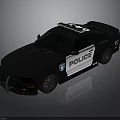 Black Police Car With Roof Lights Shiny Exterior And Sports Design