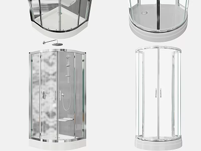 Transparent Glass Steam Shower Enclosure In Various Designs With Rainfall And Handheld Showers 3d model