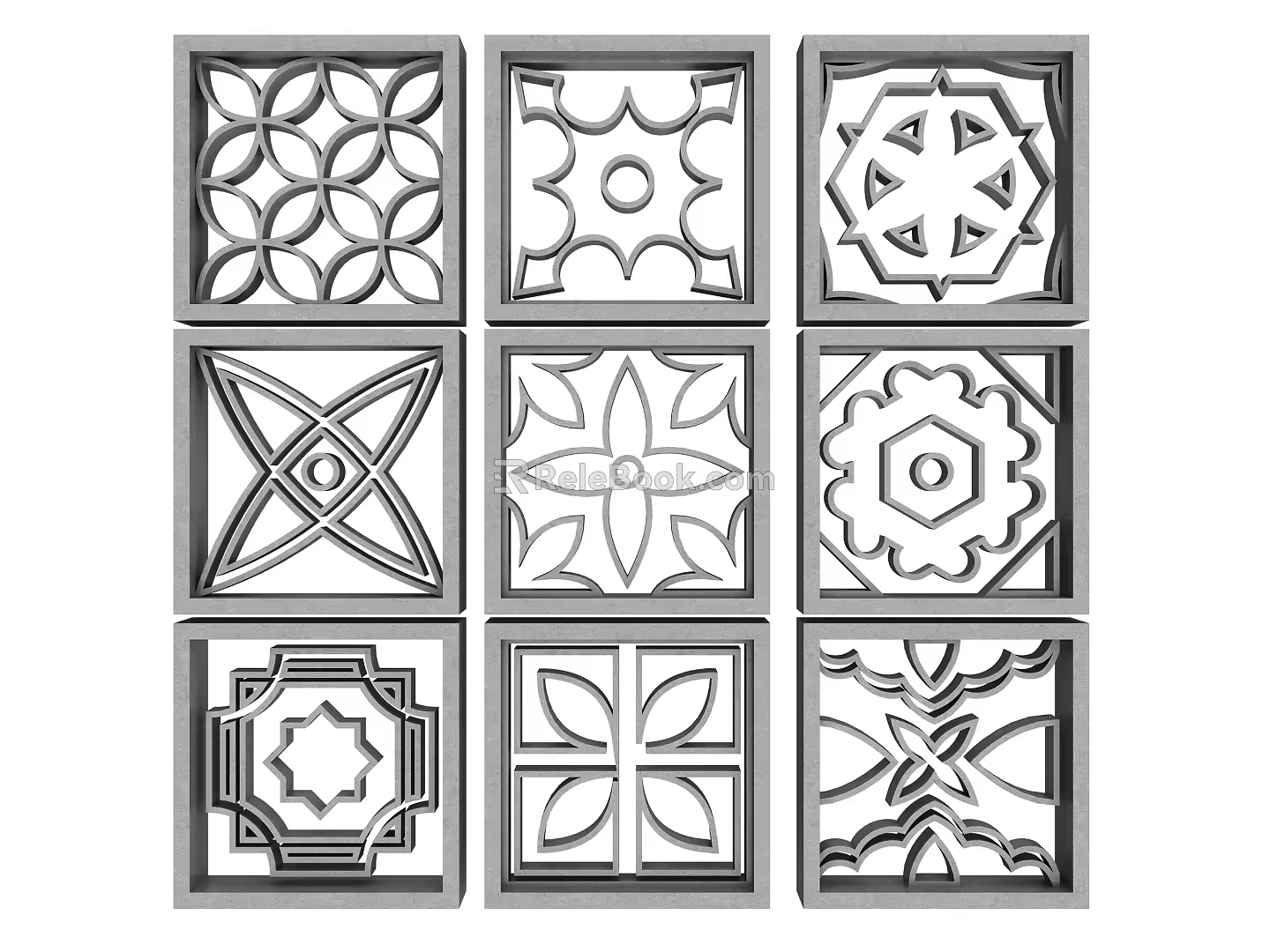 New Chinese Style Openwork Window Brick 3d model