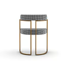 Modern Stylish Dining Chair With Black White Checkered Fabric And Golden Metal Frame