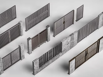 Modern patio door courtyard door villa door 3d model