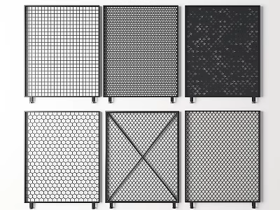 Different Patterned Metal Mesh Panels With Grid Honeycomb Cross Designs For Architectural Components 3d model