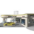 JENSOR 4S Car Dealership Yellow Car Display Exhibition Stand with Digital Screens