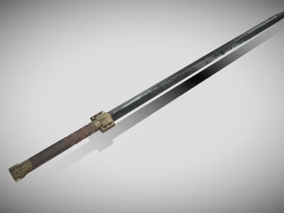 Ancient Long Dark Metallic Sword Featuring Intricate Decorative Hilt And Sharp Blade Design 3d model