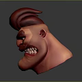 3D Game Character Head With Red Hair Red Mustache Angry Expression And Fierce Cartoon Look