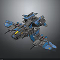 Futuristic Scifi Spacecraft Model with Blue Gray Intricate Structure for Cosmic Exploration Missions