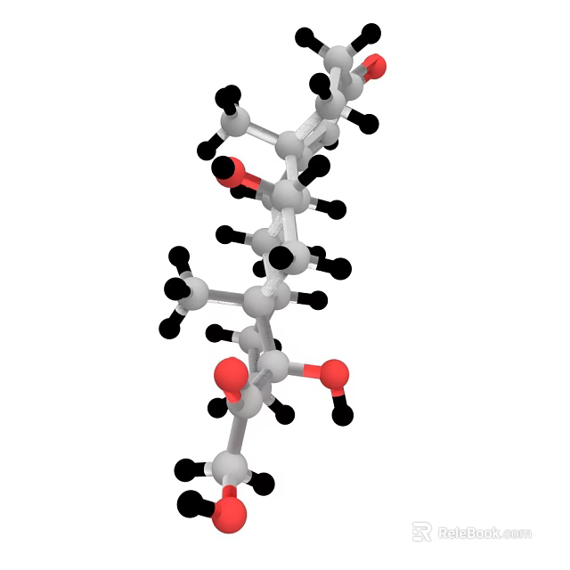 DNA Molecular Structure 3D Model With Red And Black Atoms On White Background 3d model 