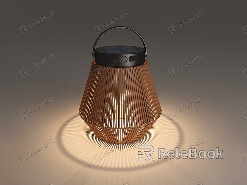 Japanese style rattan craft solar portable lamp model