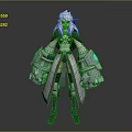 Game Movie Character With White Long Hair Mechanical Armor And Glowing Blue Accents Design