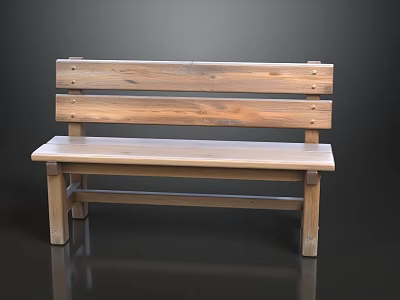 Rustic Solid Wood Single Chair With Natural Grain And Simple Structure 3d model
