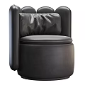 Modern Black Leather Single Sofa With Comfortable Backrest And Stylish Armrest Design 3d model
