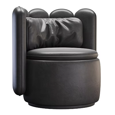 Modern Black Leather Single Sofa With Comfortable Backrest And Stylish Armrest Design 3d model