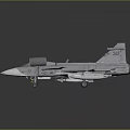 Realistic Gray Fighter Jet Model With Cockpit Weapons And Detailed Wings