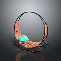 Modern Orange Woven Lounge Chair With Black Metal Frame And Colorful Cushions