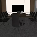 Modern Conference Table in Meeting Room with Black Office Chairs and Large Screen