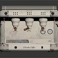 Vintage Electronic Espresso Machine With Stainless Steel Body And Retro Wooden Handles