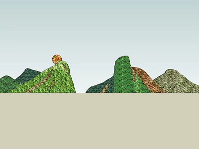 Picturesque Mountain Scenery With Sunlit Peak Green Vegetation Rocky Slopes And Blue Sky 3d model