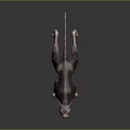 Hairless Fanged Creature Game Movie Character With Pinkish Purple Skin Open Mouth Aggressive Stance