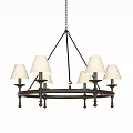 Elegant Gold and Black Chandelier with Multiple White Lamp Shades Classic Design