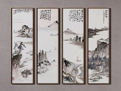 New Chinese Landscape Painting Decorative Painting 3d model