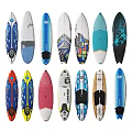 Stylish Surfboards As Sports Equipment With Multiple Designs And Colorful Patterns