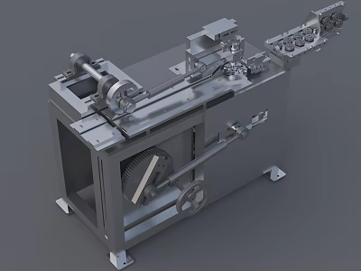 Industrial Metal Equipment Featuring Mechanical Components Wheels Gears And Frame Structure 3d model