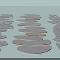 White Stone Stepping Stones Arranged on Black Ground for Garden Pathway Design
