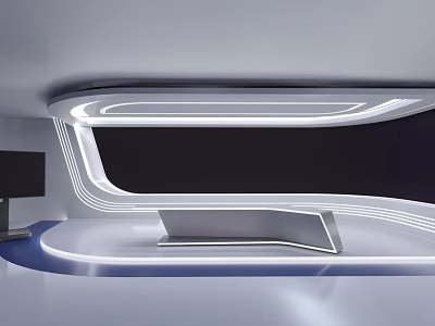 Modern Futuristic Interior Design With Streamlined LED Lights And Sleek Surfaces 3d model