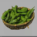 Fresh Green Edamame in a Handwoven Bamboo Basket Ready to Serve