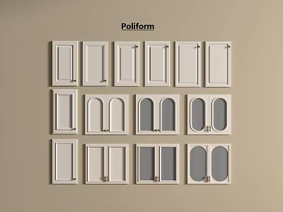 Poliform Wardrobe Doors Featuring Various Modern Design Styles Different Shapes And Glass Panels 3d model