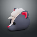 Cute Cartoon Animal Head Model With Gray Body Pink Ears White Top Fur And Red Nose