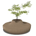 Modern Outdoor Chair With Wooden Slat Structure Featuring Tree In Center For Garden Decor