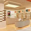 COSYROOM Shopping Mall Counter With Orange Signage And Product Display Shelves