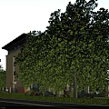 Beige Multi Storey Office Building With Modern Design Surrounding Greenery And Pedestrians