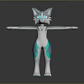 Cartoon Game Movie Character With Blue Gray Fur Teal Patterns White Belly And Necklace