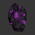 Decorative Ornament Set With Pink Crystal Cluster On Dark Stone Base And Purple Luster