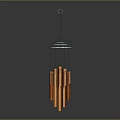 Lush Green Garden Plant With Hanging Copper Tube Wind Chime Decoration