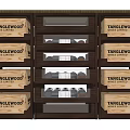 Wooden Wine Cabinet With Side Crates And Glass Shelves For Wine Storage