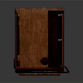 Vintage Wooden Radio With Grille Tuning Dial And Knobs On Reflective Surface