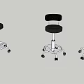 Adjustable Bar Stools With Black Seats And Metal Frames On Wheels 3d model