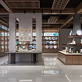 Modern Tableware Store Interior With Displayed Plates Bowls Cabinets Bright Lighting And Wooden Tables