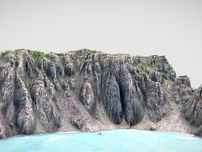 Towering Rocky Cliffs Scenic View With Calm Azure Blue Water Below 3d model