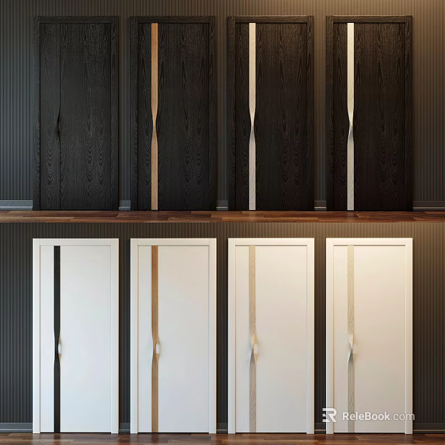 Modern Interior Flush Doors With Black White Design And Sleek Minimalist Lines 3d model 