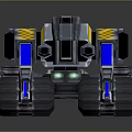 Tracked Terrain Exploration Robot With Heavy Duty Wheels And Yellow Blue Accents