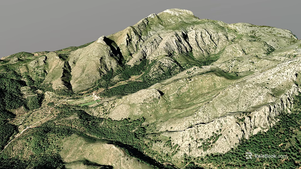 Scenic Mountain Landscape With Rolling Peaks Rocky Surfaces And Green Vegetation 3d model 