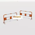 Orange Temporary Safety Barriers with Caution Signs for Construction Sites 3d model