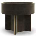 Stylish Dark Bedside Table With Geometric Base And Gold Accents