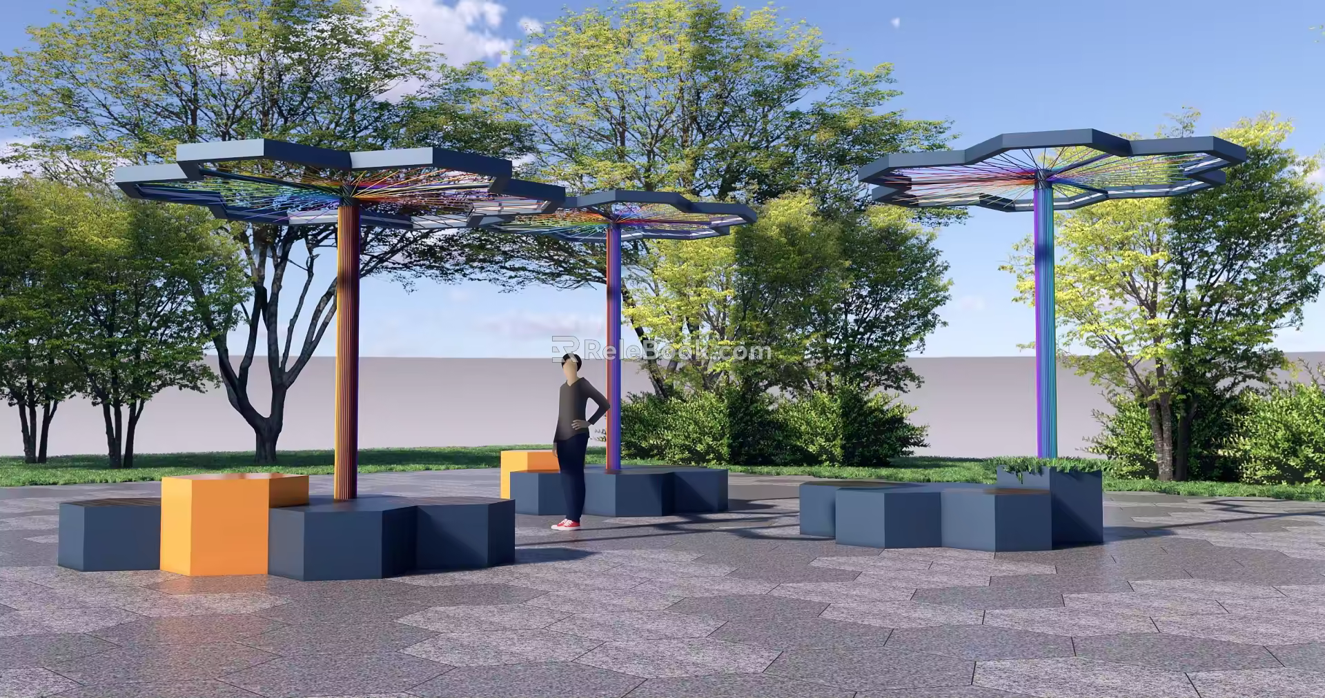 Modern Pavilion Hexagon View Pavilion 3d model