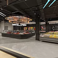 Modern Supermarket Fresh Food Section With Fruit And Vegetable Display Shelves